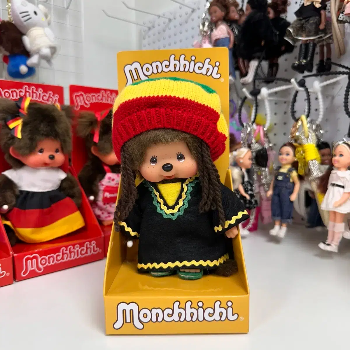 Sekiguchi セキグチ ジャマイカ モンチッチ Sサイズ ブラック レゲエ Jamaica Monchhichi Reggae costume Plush Doll Sekiguchi Original